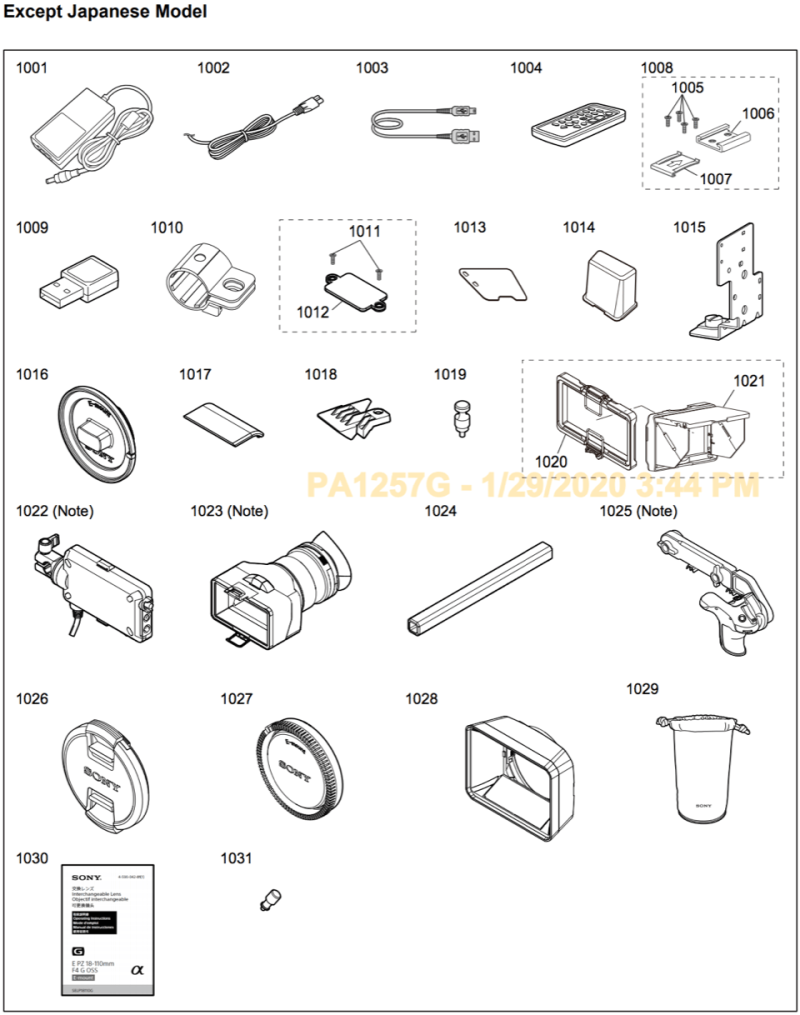 pièce détachée sony Partie 7 : ACCESSOIRES D'ORIGINE :