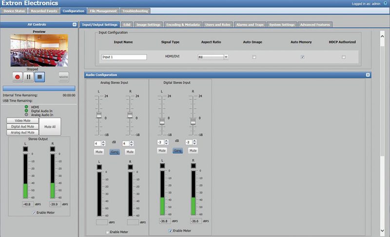 Extron Triaxe Streaming smp111 screen 2