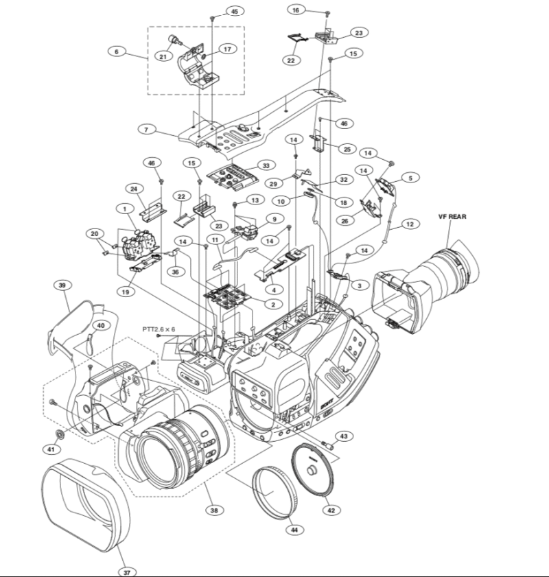 pièce détachée sony Partie 1 : POIGNEE HAUTE Handle Section+Griffe micro+block XLR :