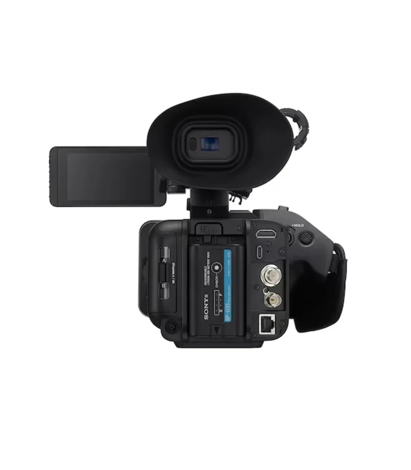 Caméra vidéo professionnelle Sony avec écran et ports
