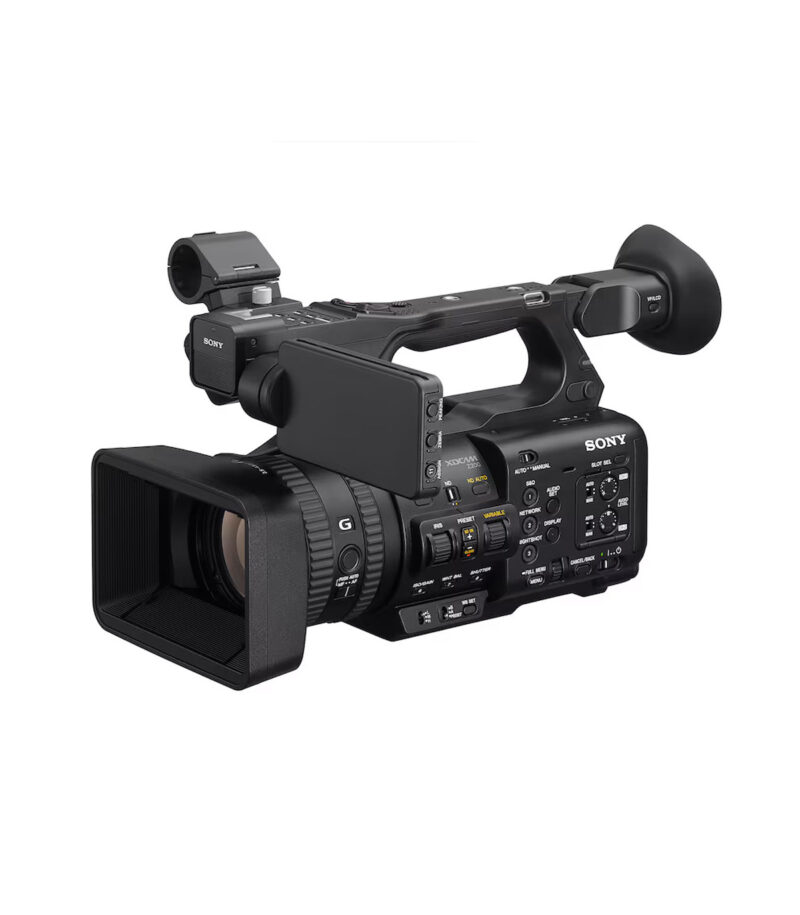 Caméra vidéo professionnelle Sony avec objectif et poignée