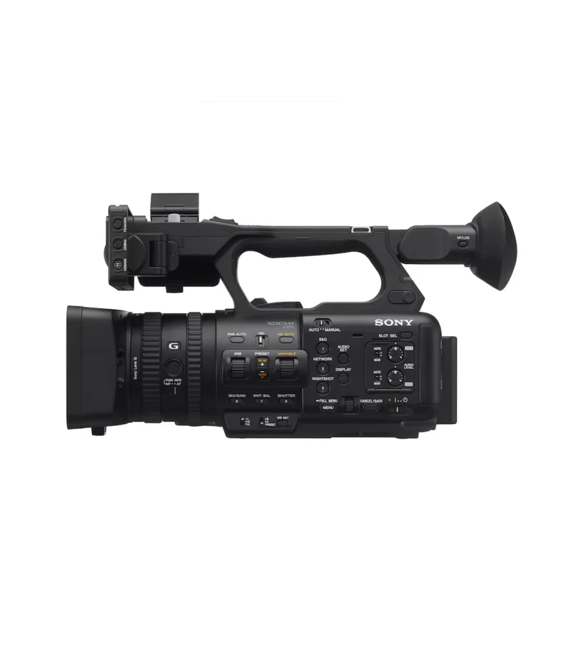 Caméra vidéo professionnelle Sony avec objectif et poignée